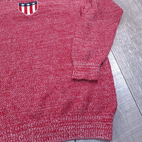 Gant Manor Mens Cord Fitted Crew Sweater Size XL Red Heathered Knit Pullover - Picture 3 of 6